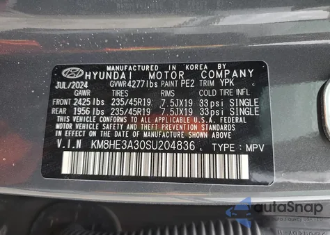 2025 Hyundai Kona Limited z USA, uszkodzony, nr VIN KM8HE3A30SU204836